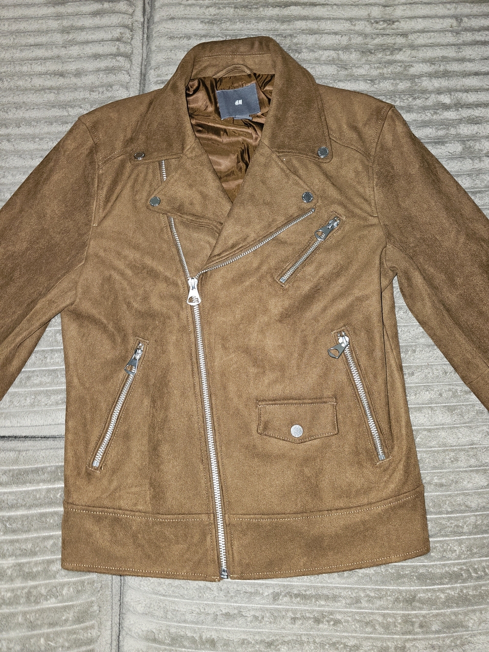 H&M Womens Brown Suede Moto Jacket - JK2